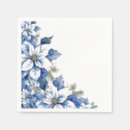 ブルーエレガントクリスマスポインセチア・カクテル スタンダードカクテルナプキン