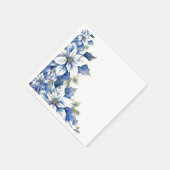 ブルーエレガントクリスマスポインセチア・カクテル スタンダードカクテルナプキン (角)