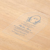 ブルーエレガントクレストキンセフォーマルニェラ アクリル招待状 (レイダウン)