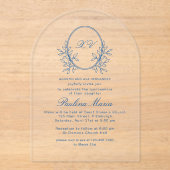 ブルーエレガントクレストキンセフォーマルニェラ アクリル招待状 (正面)