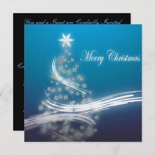 ブルーエレガントク企業のリスマスパーティの招待状 招待状 (正面/裏面)