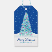 ブルーエレガントク飾リスマスツリーホリデイ ギフトタグ (裏面)
