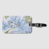 ブルーエレガントグアートリーンシルバーグリッターモノグラム ラゲッジタグ (正面横)