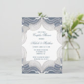 ブルーエレガントグラディエントのカップルのシャワーにレース 招待状 (スタンド正面)
