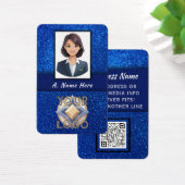 ブルーエレガントグリッターのプロ結婚イベントスタッフロゴ (デスク)