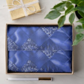 ブルーエレガントグリッターダイヤモンド格子パターン 薄葉紙 (ギフト)