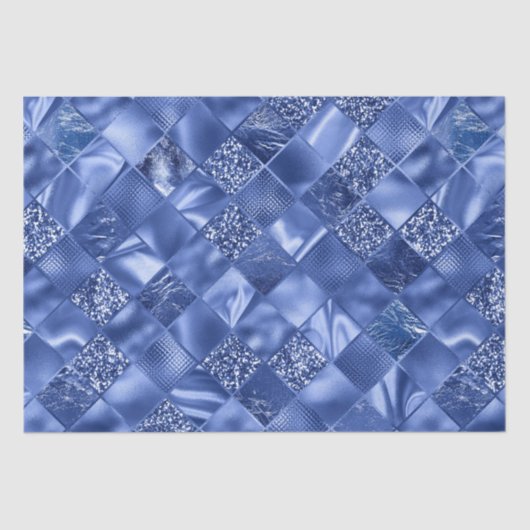 ブルーエレガントグリッターダイヤモンド格子パターン 薄葉紙 (正面)