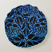 ブルーエレガントグリッターブラックゼブラアニマルプリント ラウンドクッション (裏面)