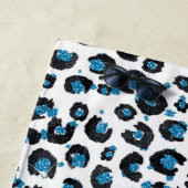 ブルーエレガントグリッターブラックレオパードアニマルプリント ビーチタオル (インサイチュ)