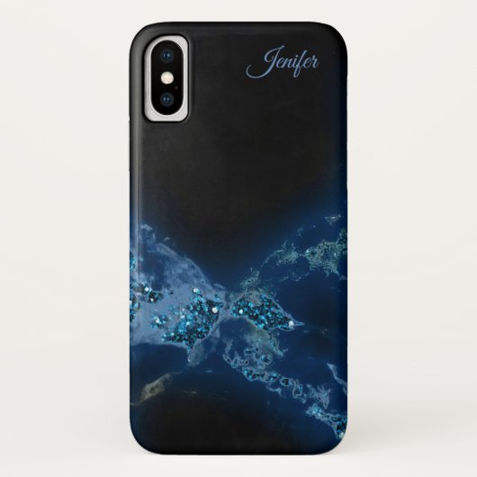 ブルーエレガントグリッターモノグラム Case-Mate iPhoneケース (裏面)