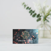 ブルーエレガントグリッターロータスヨガインストラクター 名刺 (スタンド正面)