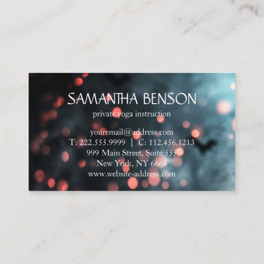 ブルーエレガントグリッターロータスヨガインストラクター 名刺 (裏面)