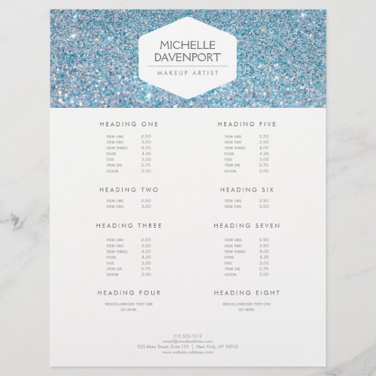 ブルーエレガントグリッター上の白いエンブレム チラシ (正面)