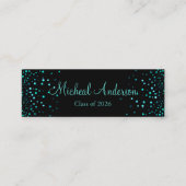 ブルーエレガントグリッター卒業名カード コーリングカード (正面)