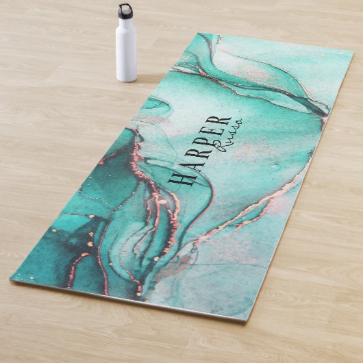 ブルーエレガントグリッター名前をカスタムするヨガマット ヨガマット (インサイチュ)