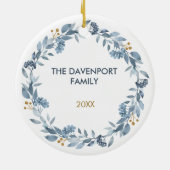 ブルーエレガントグリーンリース セラミックオーナメント (裏面)