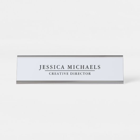 ブルーエレガントグレイとブラック文字 デスクネームプレート (正面)