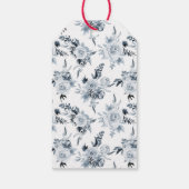 ブルーエレガントグレイフローラリース結婚サンキュー ギフトタグ (裏面)