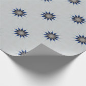 ブルーエレガントグレイ万華鏡のように千変万化するパターンフラワーフローラ ラッピングペーパー (角)