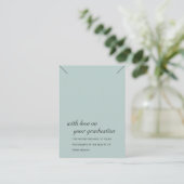 ブルーエレガントグレイ卒業ネックレス表示カード プレイスカード (スタンド正面)