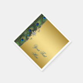 ブルーエレガントグ王室のリーンと金ゴールド孔雀 スタンダードカクテルナプキン (角)