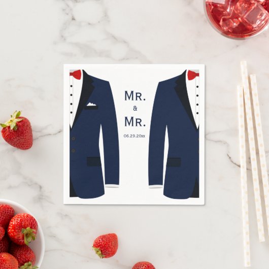 ブルーエレガントゲイズ結婚ナプキンス スタンダードカクテルナプキン (インサイチュ)