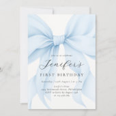 ブルーエレガントコケットボーガールバースデーパーティー 招待状 (正面)