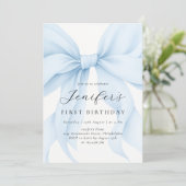 ブルーエレガントコケットボーガールバースデーパーティー 招待状 (スタンド正面)