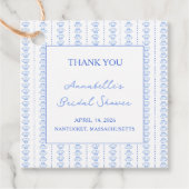 ブルーエレガントコースタルシックブライダルシャワーありがとう フェイバータグ (正面)