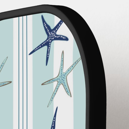 ブルーエレガントコースタルヒトデモノグラムのイニシャル ピックルボールラケット (左詳細)