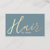 ブルーエレガントゴールデン美容師名刺 名刺 (正面)