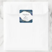ブルーエレガントゴールドフォイルアゲ結婚ート スクエアシール (バッグ)