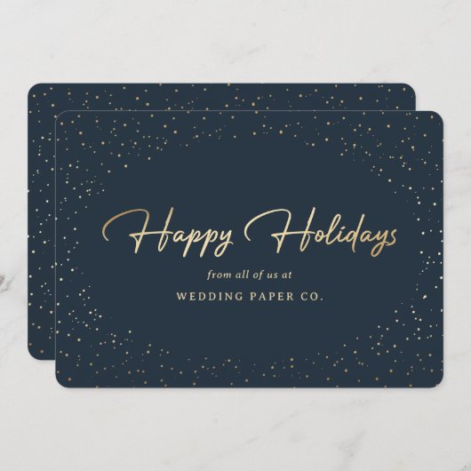 ブルーエレガントゴールドフォイル手書事業 シーズンカード (正面/裏面)