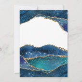 ブルーエレガントゴールドフォイル瑪瑙の水の色結婚の 招待状 (裏面)