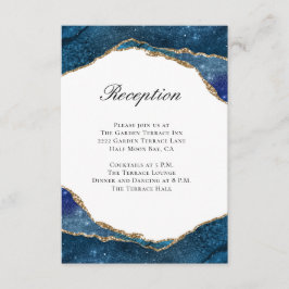ブルーエレガントゴールドフォイル瑪瑙ウェディングレセプション エンクロージャーカード