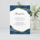 ブルーエレガントゴールドフォイル瑪瑙ウェディングレセプション エンクロージャーカード (スタンド正面)