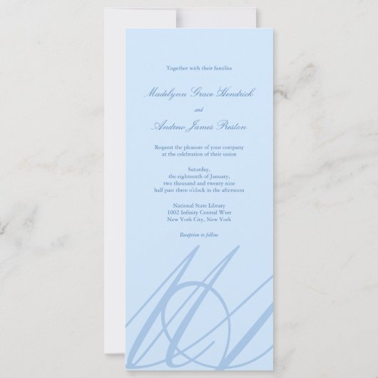 ブルーエレガントサファイアインフィニティハンドクラスプ結婚ス 招待状 (裏面)