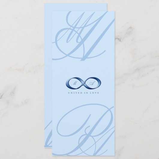 ブルーエレガントサファイアインフィニティハンドクラスプ結婚ス 招待状 (正面/裏面)