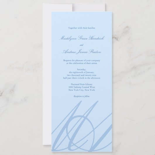 ブルーエレガントサファイアインフィニティハンドクラスプ結婚ス 招待状 (裏面)