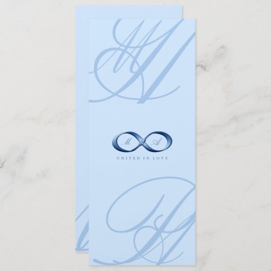 ブルーエレガントサファイアインフィニティハンドクラスプ結婚ス 招待状 (正面/裏面)