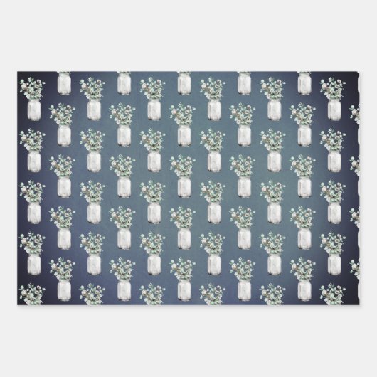 ブルーエレガントサプライズ退職パーティークラシックRo ラッピングペーパーシート (正面3)