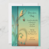 ブルーエレガントサンセットバタフライパーティーテンプレート 招待状 (正面)