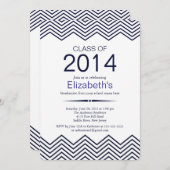 ブルーエレガントシェブロン卒業パーティー招待状 招待状 (正面/裏面)