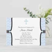 ブルーエレガントシェブロン《キリスト教》洗礼式や命名式 招待状 (スタンド正面)