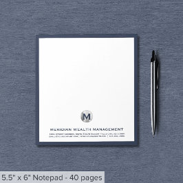 ブルーエレガントシルバーイニシャルロゴメモ帳 ノートパッド