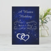 ブルーエレガントシルバーウィンターウェディング招待状 招待状 (スタンド正面)