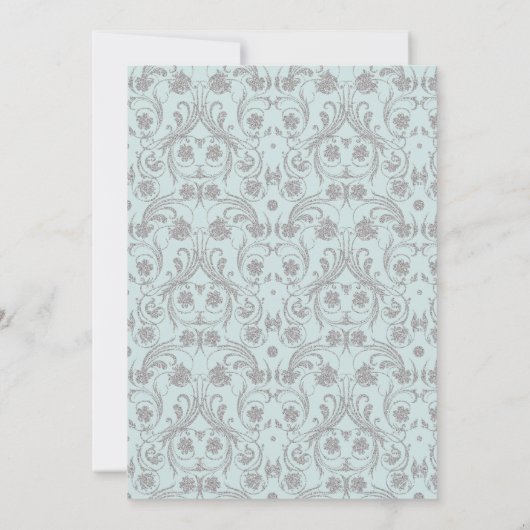 ブルーエレガントシルバーグリッターキンセアニェラ誕生日 招待状 (裏面)