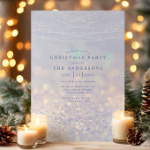 ブルーエレガントシルバーグリッタースノークリスマスパーティー 招待状