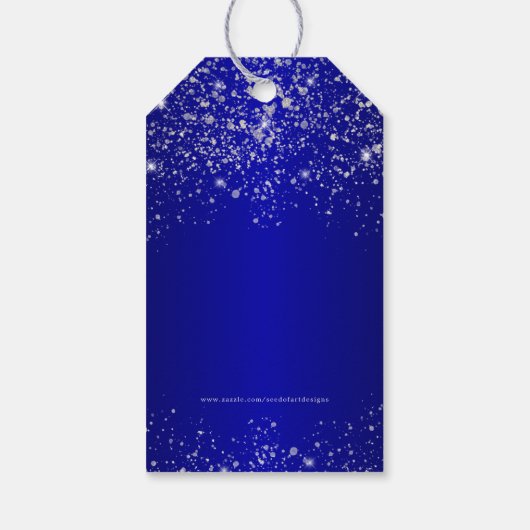 ブルーエレガントシルバーグリッターメリークリスマス ギフトタグ (裏面)