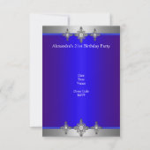 ブルーエレガントシルバージュエル21歳の誕生日 招待状 (裏面)